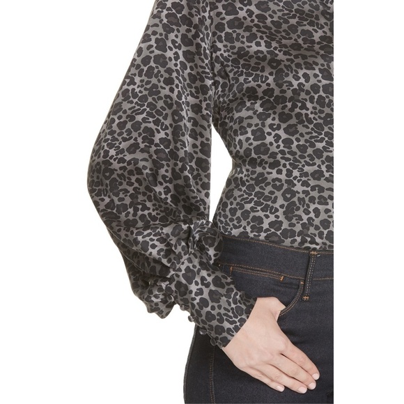 EQUIPMENT Animal Leopard Print Silk Boleyn Bouse S​ - Picture 12 of 16